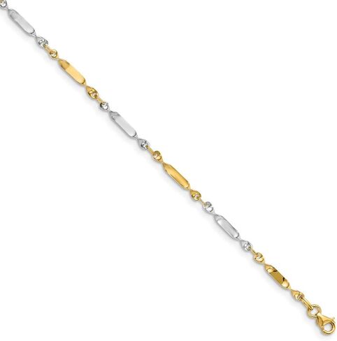 Solid 14k Yellow and White Gold Two Tone Twisted Link Anklet - with Secure Lobster Lock Clasp 10" (Width = 3mm) in Saudi Arabia
