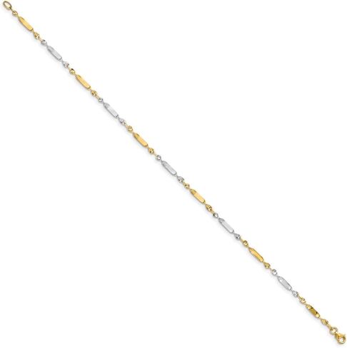 Solid 14k Yellow and White Gold Two Tone Twisted Link Anklet - with Secure Lobster Lock Clasp 10" (Width = 3mm) in Saudi Arabia