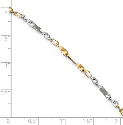 Solid 14k Yellow and White Gold Two Tone Twisted Link Anklet - with Secure Lobster Lock Clasp 10" (Width = 3mm) in Saudi Arabia