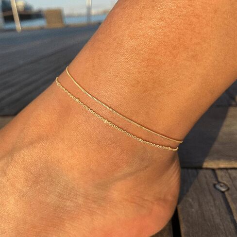 VIROMY Gold Ankle Bracelets for Women - Layered Anklets for Women Waterproof Beach Jewelry Gifts in Saudi Arabia