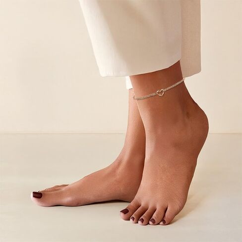 IceCarats 14K Solid Rose Gold 3mm Cable Chain Heart Double Strand Bracelet Anklet 9 Plus 1 inch Polished For Her in Kuwait