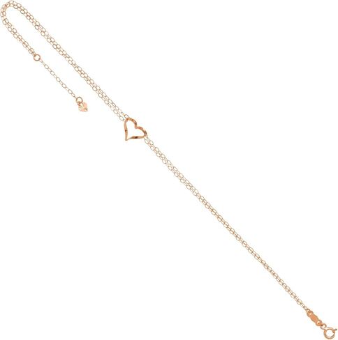 IceCarats 14K Solid Rose Gold 3mm Cable Chain Heart Double Strand Bracelet Anklet 9 Plus 1 inch Polished For Her in Kuwait
