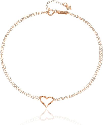 IceCarats 14K Solid Rose Gold 3mm Cable Chain Heart Double Strand Bracelet Anklet 9 Plus 1 inch Polished For Her in Kuwait