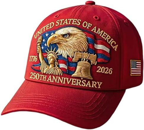 USA 250th Anniversary Embroidered Baseball Cap, Bald Eagle Statue of Liberty 1776-2026 Hat in Saudi Arabia