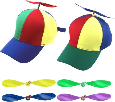 2Pack Adult Baseball Cap, Detachable Rainbow Propeller Hat, Sun Visor Helicopter Top Hat,with 4 Replaceable Bamboo Dragonflies in Saudi Arabia