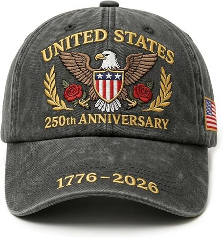 250th Anniversary USA Hat, America 250 Cap, Adjustable Cotton Embroidered Baseball Cap for Men Women in Saudi Arabia