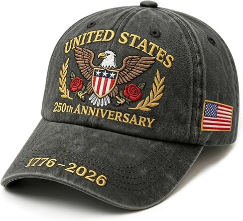 250th Anniversary USA Hat, America 250 Cap, Adjustable Cotton Embroidered Baseball Cap for Men Women in Saudi Arabia