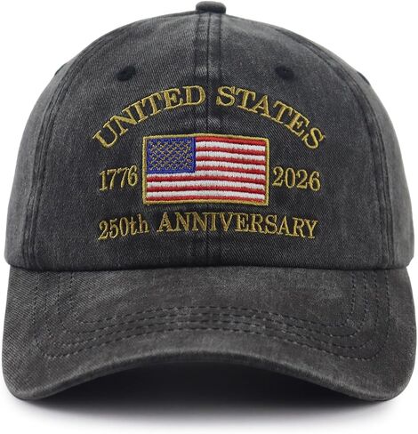 United States 250th Anniversary Hat for Men Women, Adjustable Cotton Embroidered 1776-2026 USA America Flag Baseball Cap in Kuwait