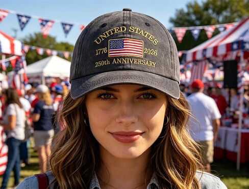 United States 250th Anniversary Hat for Men Women, Adjustable Cotton Embroidered 1776-2026 USA America Flag Baseball Cap in Kuwait