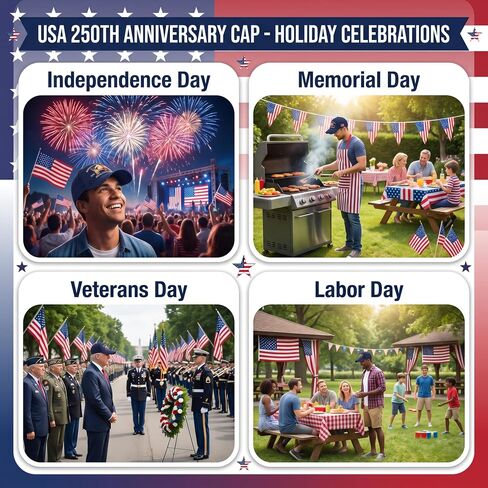 GoHere 250th Anniversary USA Hat - Adjustable America 250th Anniversary Embroidery&Patriotic Eagle Printed Baseball Caps in Saudi Arabia