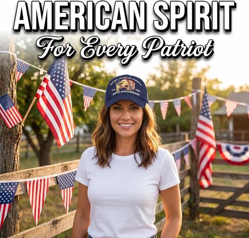 GoHere 250th Anniversary USA Hat - Adjustable America 250th Anniversary Embroidery&Patriotic Eagle Printed Baseball Caps in Saudi Arabia
