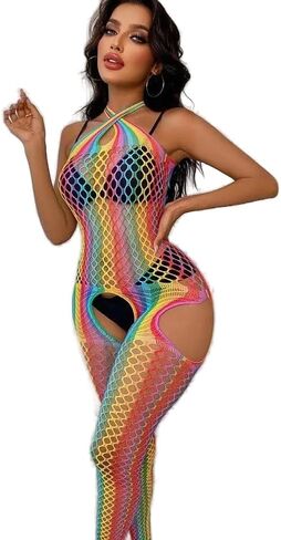 Rainbow Mesh Bodysuit for Women. An exquisite rainbow mesh bodysuit is the epitome of sophisticated sexuality in Saudi Arabia