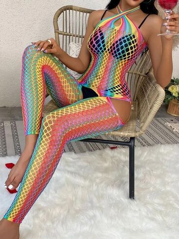 Rainbow Mesh Bodysuit for Women. An exquisite rainbow mesh bodysuit is the epitome of sophisticated sexuality in Saudi Arabia