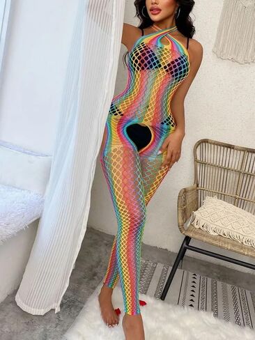 Rainbow Mesh Bodysuit for Women. An exquisite rainbow mesh bodysuit is the epitome of sophisticated sexuality in Saudi Arabia