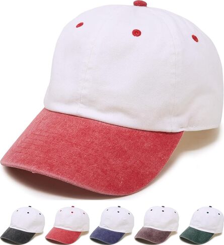 Funky Junque Two Tone Cotton Baseball Cap for Men & Women – Adjustable Buckle Strap Casual Dad Hat, Relaxed Fit Vintage Cap in Kuwait
