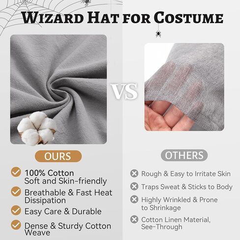 Forwe 5Pcs Wizard Costume for Adults, Grey Wizard Robe, Hat, Wig, Beard and Waist Rope, Halloween Cosplay Costumes For Men in Saudi Arabia