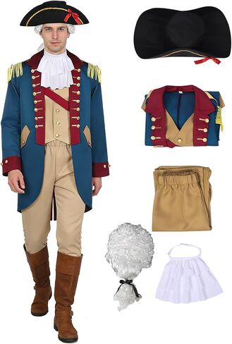 Men's Hamilton Colonial Military Officer Costume Set Washington Regency Uniform for Halloween Cosplay in Saudi Arabia