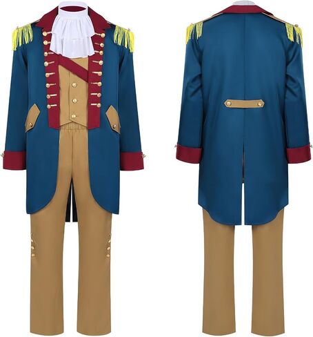 Men's Hamilton Colonial Military Officer Costume Set Washington Regency Uniform for Halloween Cosplay in Saudi Arabia