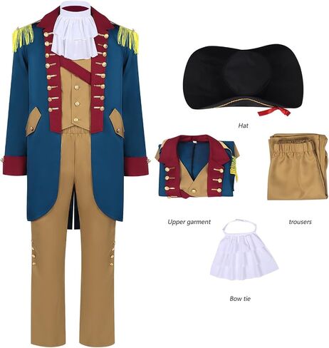 Men's Hamilton Colonial Military Officer Costume Set Washington Regency Uniform for Halloween Cosplay in Saudi Arabia