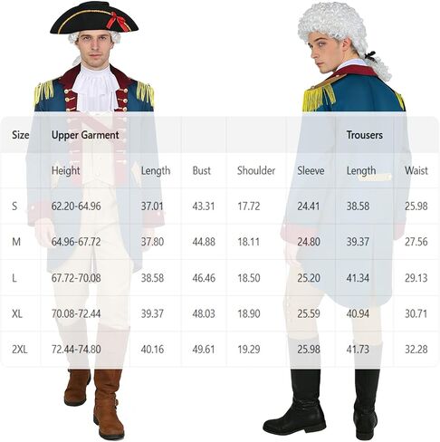 Men's Hamilton Colonial Military Officer Costume Set Washington Regency Uniform for Halloween Cosplay in Saudi Arabia