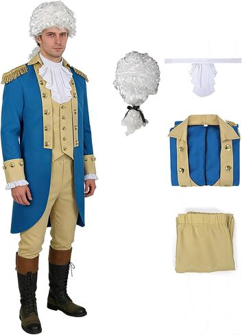 Men's Hamilton Colonial Military Officer Costume Set Washington Regency Uniform for Halloween Cosplay in Saudi Arabia