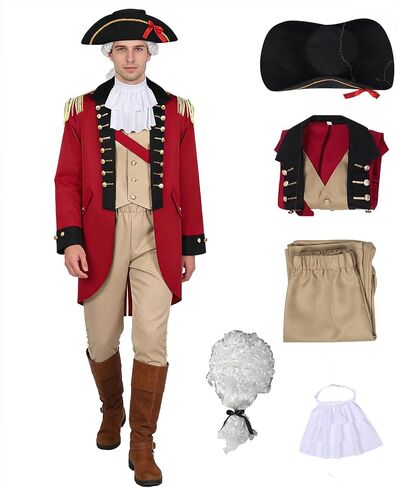 Men's Hamilton Colonial Military Officer Costume Set Washington Regency Uniform for Halloween Cosplay in Saudi Arabia