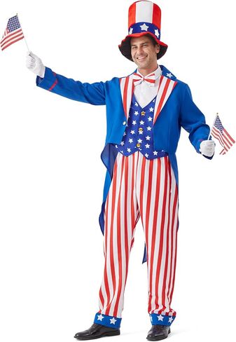 Uncle Sam Costume Adult Men American 9PCS Deluxe Independence Day Suit 4th of July Outfits Patriotic Cosplay in Saudi Arabia