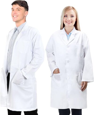 Snwquik Lab Coat for Men&Women,Doctor Costume for Adults,White Long Sleeve Unisex Science Chemistry Lab Coat in Kuwait
