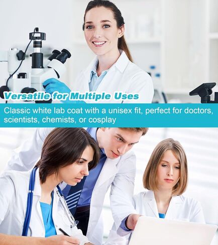 Snwquik Lab Coat for Men&Women,Doctor Costume for Adults,White Long Sleeve Unisex Science Chemistry Lab Coat in Kuwait
