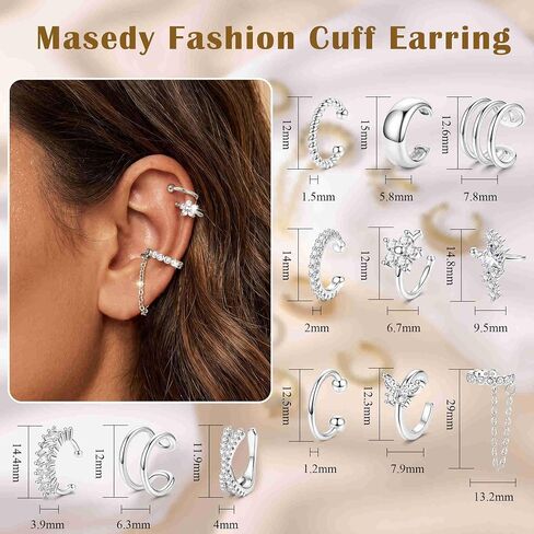 12PCS 14K Gold Plated Ear Cuff Earrings for Women Non Piercing Adjustable Ears Clip on Cartilage Earring Stack Dainty Fake Piercings Non Tarnish Helix Wrap Earrings Set Trendy Jewelry in Kuwait