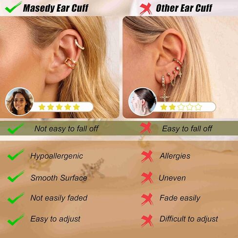 12PCS 14K Gold Plated Ear Cuff Earrings for Women Non Piercing Adjustable Ears Clip on Cartilage Earring Stack Dainty Fake Piercings Non Tarnish Helix Wrap Earrings Set Trendy Jewelry in Kuwait