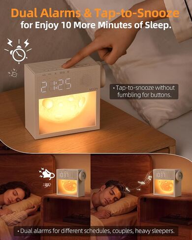 Sunrise Alarm Clock and White Noise Sound Machine with 20 Soothing Sounds Moonlight Night Light Dual Alarms Bedroom Decor Desk Clock for Heavy Sleepers Adults Kids Baby in Kuwait