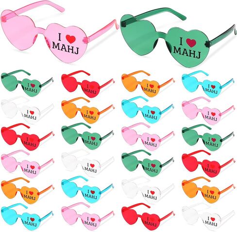 Relaxweex 24 Pcs Casino Game Night Heart Sunglasses Bulk, Novelty Themed Glasses for Photo Booth Props, Party Favors in Saudi Arabia