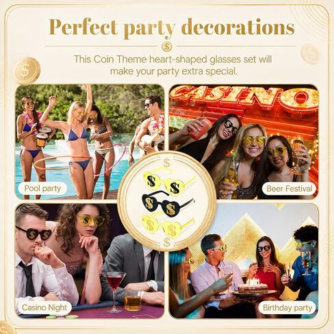 Relaxweex 24 Pcs Casino Game Night Heart Sunglasses Bulk, Novelty Themed Glasses for Photo Booth Props, Party Favors in Kuwait