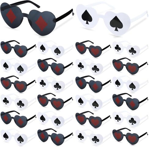 Relaxweex 24 Pcs Casino Game Night Heart Sunglasses Bulk, Novelty Themed Glasses for Photo Booth Props, Party Favors in Kuwait