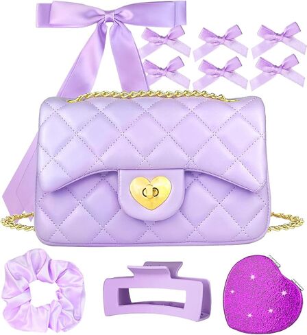 Graduation Teen Girl Purse Gift Set, Teen Girl Purse with Heart Lock, Quilted Crossbody Bag, CPSIA Compliant 12+ in Saudi Arabia