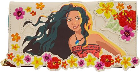 Loungefly Disney: Moana - Embroidered Floral Live Action - Zip Around Wallet with Detachable Wristlet - 6 Cards Slots and Clear ID Slot - Great for Kids & Adults - Collectible Wallets in Kuwait