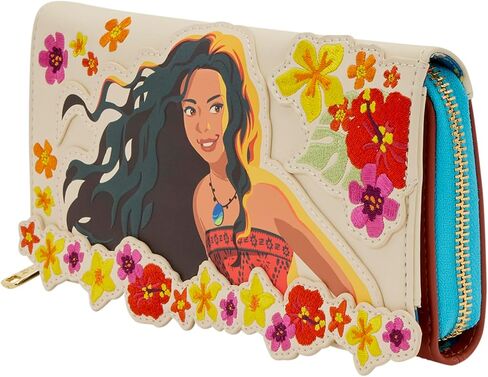 Loungefly Disney: Moana - Embroidered Floral Live Action - Zip Around Wallet with Detachable Wristlet - 6 Cards Slots and Clear ID Slot - Great for Kids & Adults - Collectible Wallets in Kuwait
