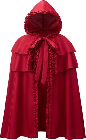Little Red Riding Hood Cape Women, Short Red Hooded Cloak, Halloween Christmas Costume in Saudi Arabia