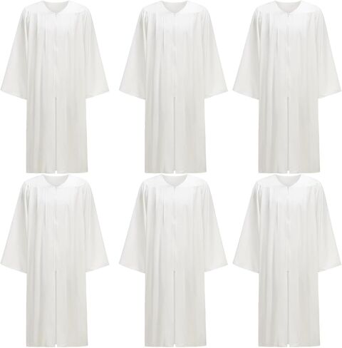 Populus 6-Pack Unisex Adult Matte Choir Robes for Church, Judge Costume & Clergy Robe, White Graduation Gown, Baptism Robe in Saudi Arabia