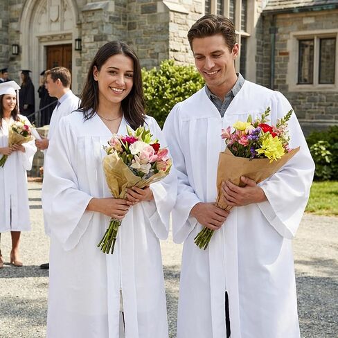 Populus 6-Pack Unisex Adult Matte Choir Robes for Church, Judge Costume & Clergy Robe, White Graduation Gown, Baptism Robe in Saudi Arabia
