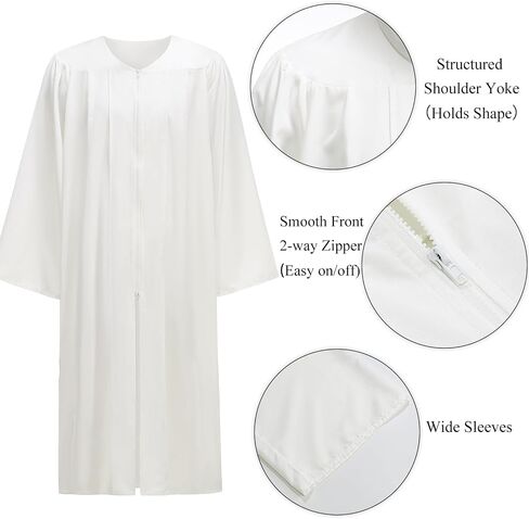 Populus 6-Pack Unisex Adult Matte Choir Robes for Church, Judge Costume & Clergy Robe, White Graduation Gown, Baptism Robe in Saudi Arabia