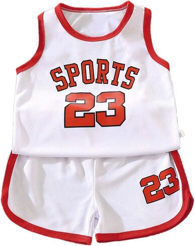 Toddler Boy Summer Clothes Kids Sports Basketball Print Sleeveless Vest Top Short Sets Lightweight Sportswear Outfit in Saudi Arabia