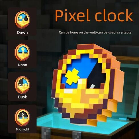 Pixelated Clock, Pixelated World Clock Decoration, Room Decoration, Multifunctional Hanging Clock for Game Fans in Saudi Arabia