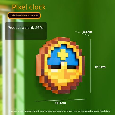 Pixelated Clock, Pixelated World Clock Decoration, Room Decoration, Multifunctional Hanging Clock for Game Fans in Saudi Arabia