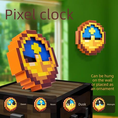 Pixelated Clock, Pixelated World Clock Decoration, Room Decoration, Multifunctional Hanging Clock for Game Fans in Saudi Arabia