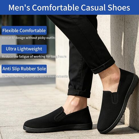 36-Pairs Mens Black Slip-On Shoes Bulk | S/M/L Size Assortment | Comfortable Shoes for Homeless Shelters, Care Packages | Wholesale Shoes Case Pack in Saudi Arabia