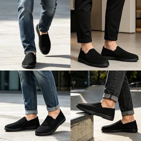 36-Pairs Mens Black Slip-On Shoes Bulk | S/M/L Size Assortment | Comfortable Shoes for Homeless Shelters, Care Packages | Wholesale Shoes Case Pack in Saudi Arabia