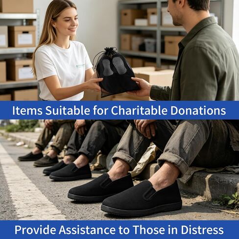 36-Pairs Mens Black Slip-On Shoes Bulk | S/M/L Size Assortment | Comfortable Shoes for Homeless Shelters, Care Packages | Wholesale Shoes Case Pack in Saudi Arabia