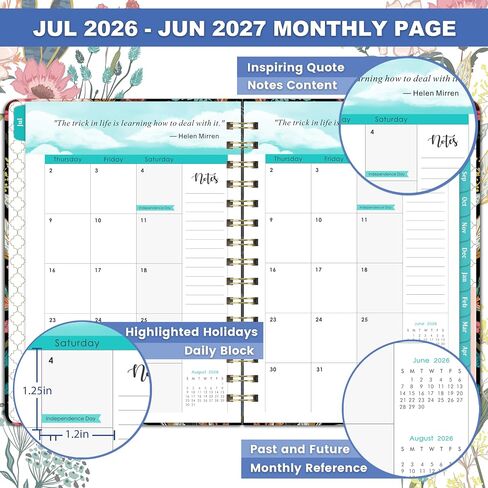 Planner 2025-2025 Calendar/Planner Weekly and Monthly, JAN.2025 - DEC.2025, 6.4" x 8.5", Weekly Monthly Planner 2025 with Tabs, Hardcover, Elastic Closure, Back Pocket in Kuwait